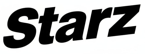 Black 'starz' logo on a white background